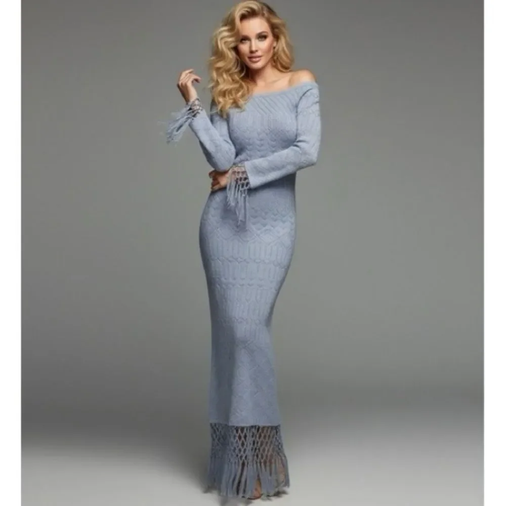 NWT House of Harlow 1960 x REVOLVE Rose Dress - Dusty Blue - Picture 4 of 11